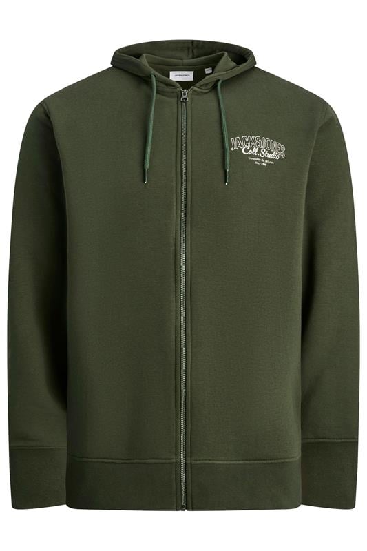 JACK & JONES Big & Tall Duffel Bag Green Zip Through Hoodie | BadRhino 1