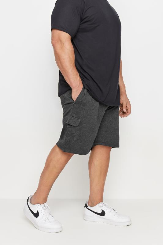 D555 Big & Tall Grey Cotton Jogger Shorts | BadRhino 1