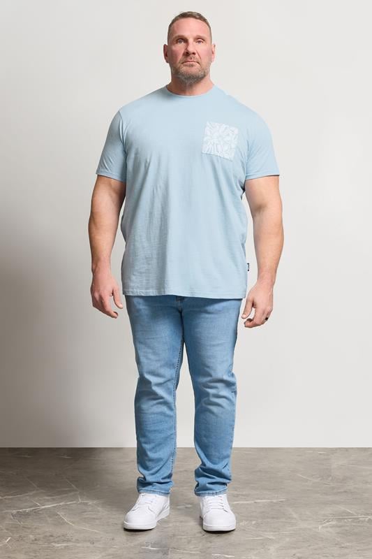 BadRhino Big & Tall Light Blue Flower Pocket T-Shirt | BadRhino 4