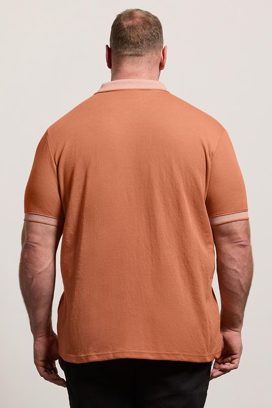 BadRhino Big & Tall Orange Two Tone Waffle Polo Shirt | BadRhino 2