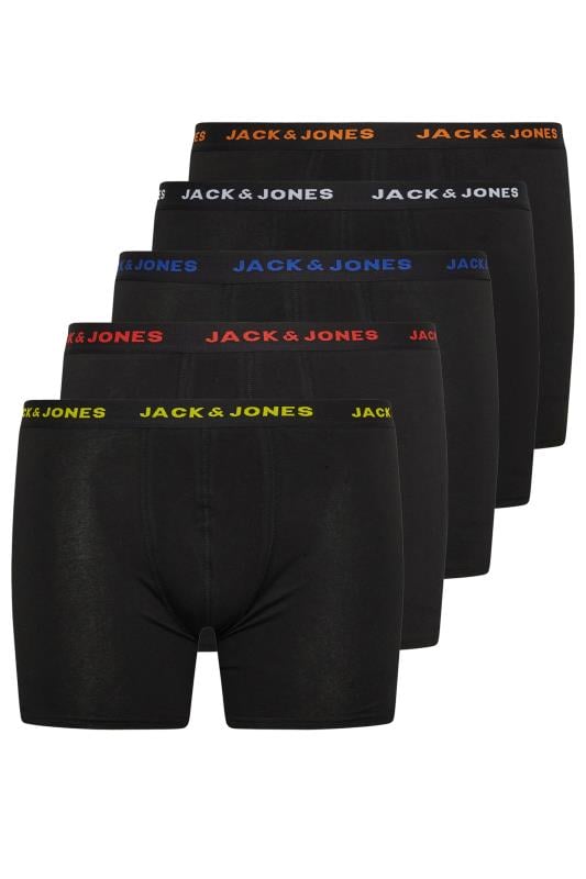 JACK & JONES Big & Tall 5 PACK Black Branded Trunks | BadRhino 4