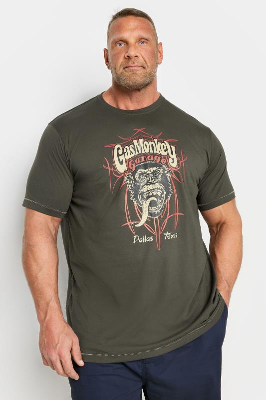 D555 Big & Tall Khaki Green Gas Monkey Graphic T-Shirt | BadRhino 1