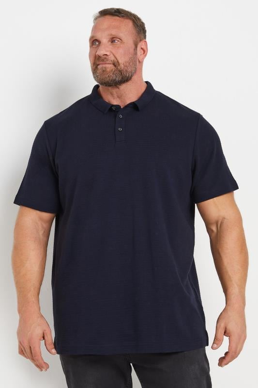 JACK & JONES Big & Tall Navy Blue Polo Shirt With Short Sleeves | BadRhino 1