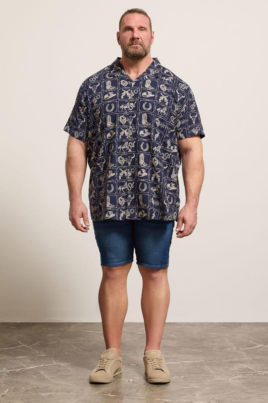 BadRhino Big & Tall Navy Blue Country Print Shirt | BadRhino 1