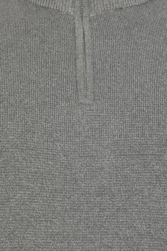 BadRhino Big & Tall Grey Milano Quarter Zip Knitted Jumper | BadRhino 3