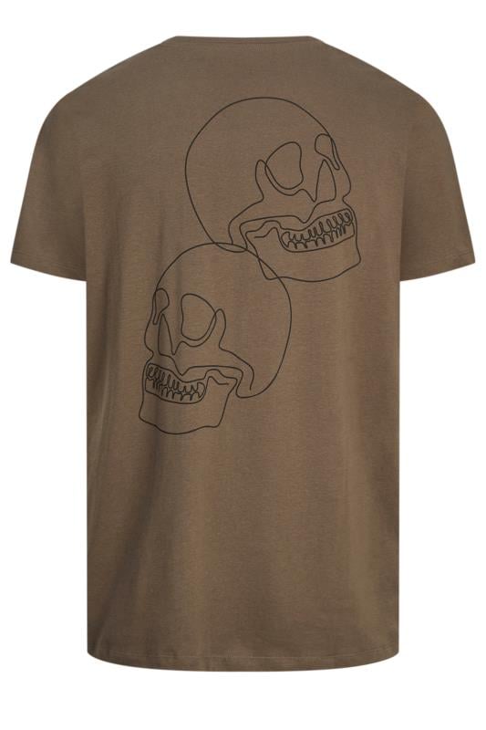 JACK & JONES Big & Tall Brown 'Scully' Skull Graphic T-Shirt | BadRhino 4