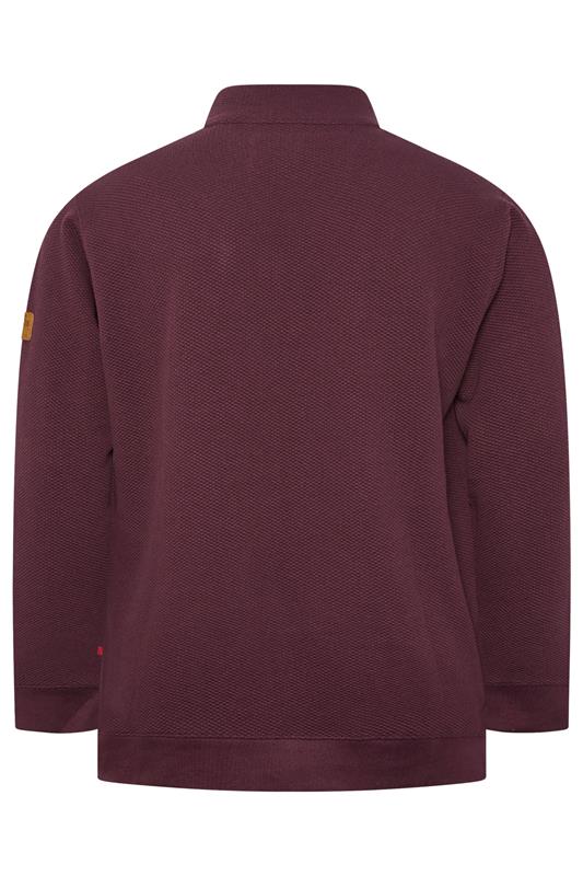 D555 Big & Tall Burgundy Red Quilted Quarter Zip Sweatshirt | BadRhino 2