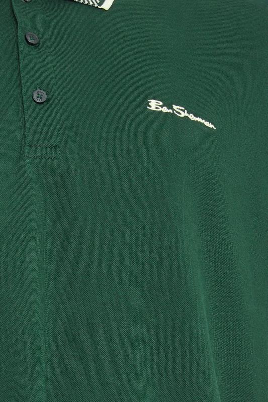 BEN SHERMAN Big & Tall Green Chevron Collar Polo Shirt | BadRhino 4