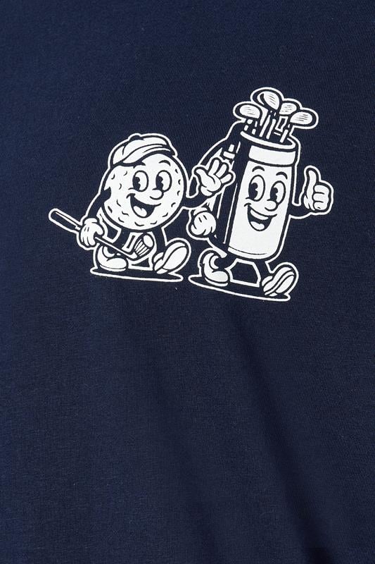 BadRhino Big & Tall Navy Blue Extra Long 'Cartoon Golf' Graphic T-Shirt | BadRhino 8