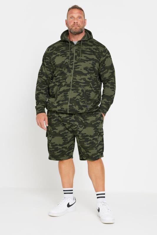 BadRhino Big & Tall Dark Green Camo Print Zip Through Hoodie | BadRhino 3