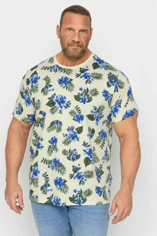 Men's  BadRhino Big & Tall Cream Floral Print Short Sleeve T-Shirt