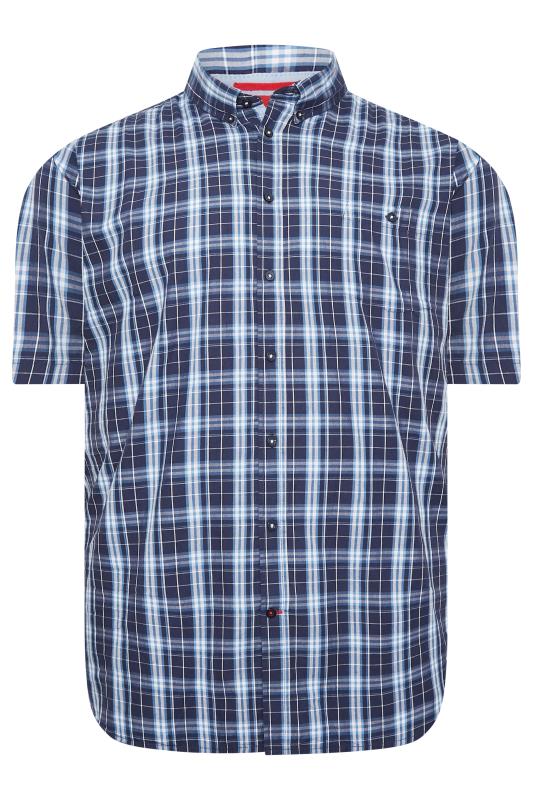 D555 Big & Tall Blue Check Print Shirt | BadRhino 3