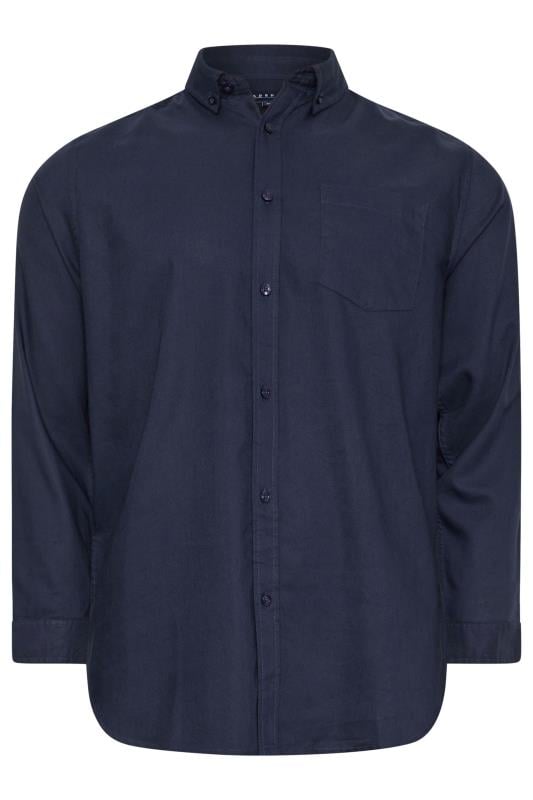 BadRhino Big & Tall Navy Blue Long Sleeve Oxford Shirt | BadRhino 3