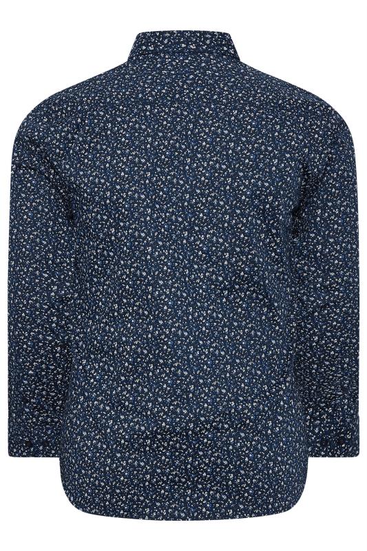 BadRhino Big & Tall Navy Blue Micro Floral Print Formal Shirt | BadRhino 7