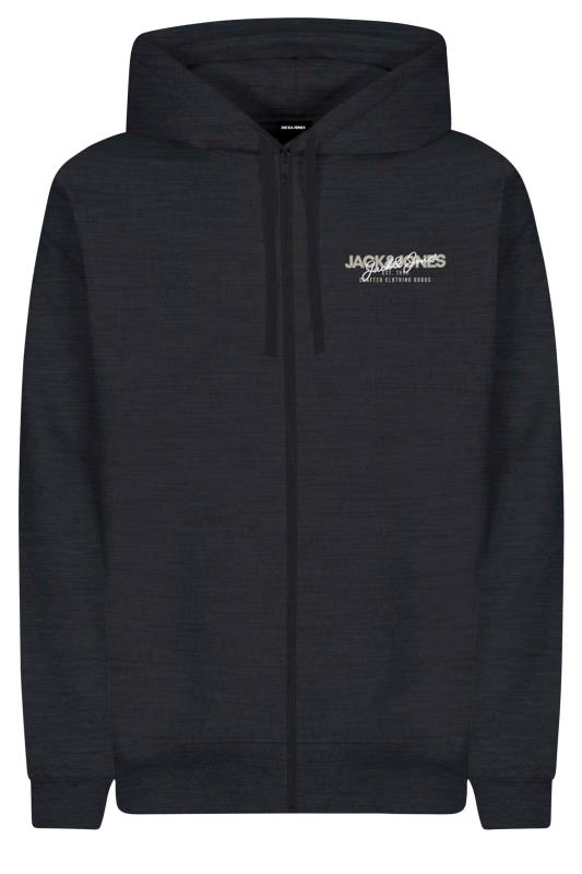 JACK & JONES Big & Tall Black Zip Through Logo Hoodie | BadRhino 2