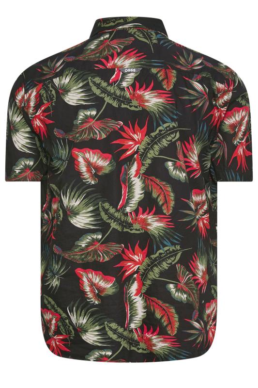 D555 Big & Tall Black Hawaiian Print Short Sleeve Shirt | BadRhino 4