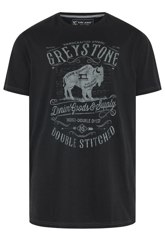  KAM Big & Tall Black 'Greystone' Graphic Print T-Shirt