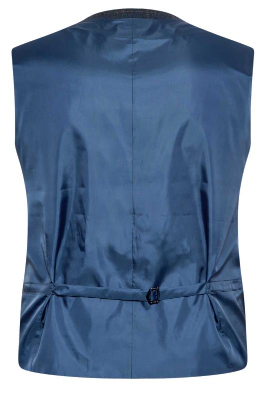 BadRhino Big & Tall Blue Wool Mix Check Suit Waistcoat | BadRhino 6