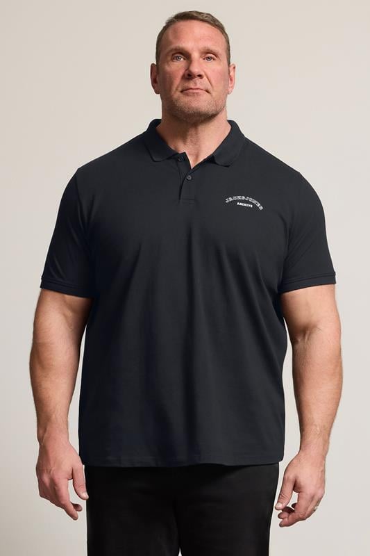 Men's  JACK & JONES Big & Tall Black Archive Polo Shirt