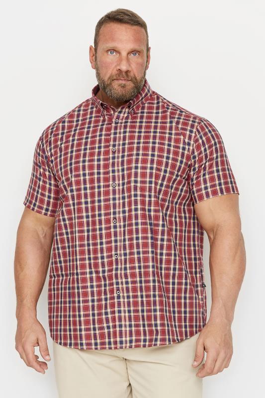 Men's  KAM Big & Tall Red Multi Short Sleeve Check Shirt