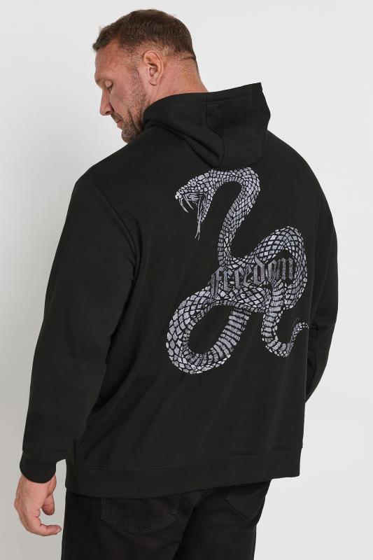 BadRhino Big & Tall Black 'Freedom' Snake Graphic Print Hoodie | BadRhino 3