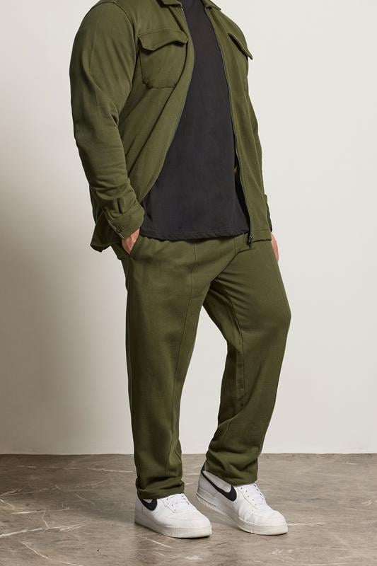 Men's  STUDIO A Big & Tall Khaki Green Pintuck Joggers