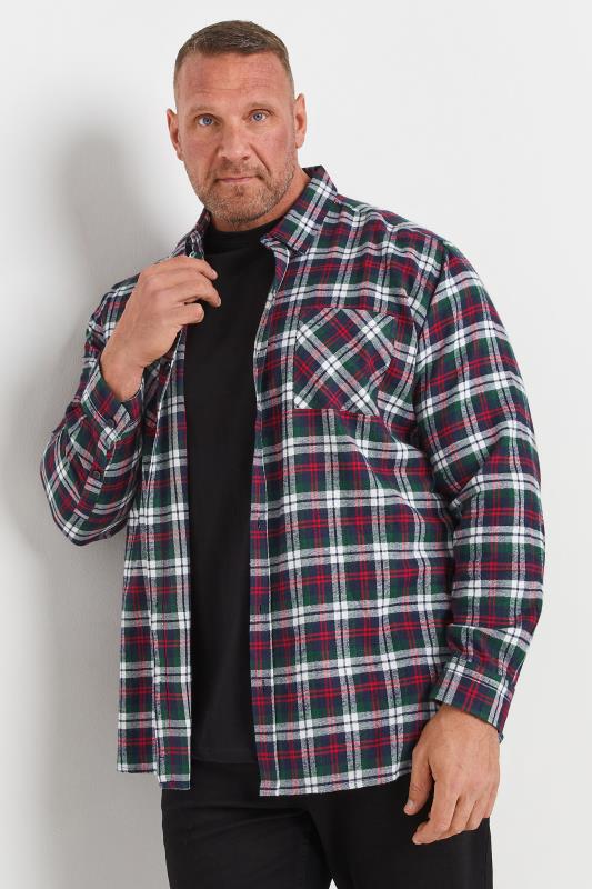 BadRhino Big & Tall Red Check Print Long Sleeve Flannel Shirt | BadRhino 2