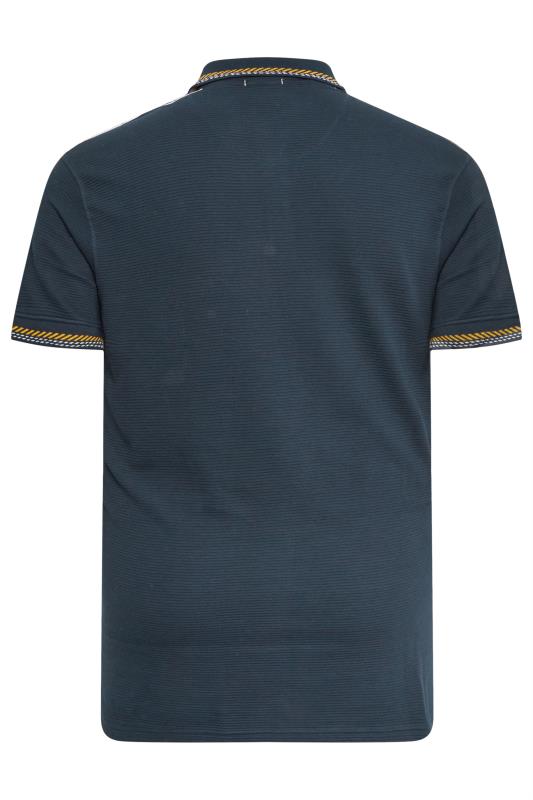 D555 Big & Tall Navy Blue Knitted Polo Shirt | BadRhino 4