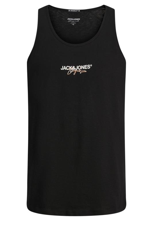 JACK & JONES Big & Tall  Black Chest Logo Tank Top | BadRhino 1