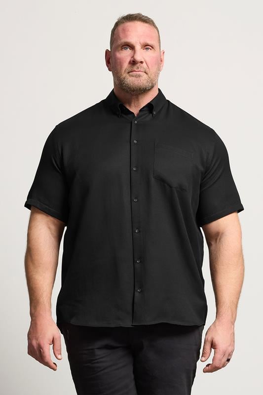  BadRhino Big & Tall Black Textured Stripe Shirt