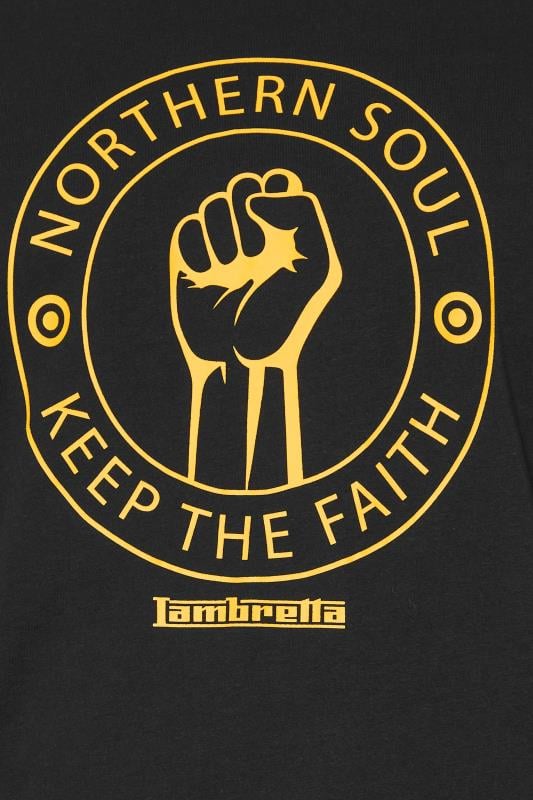 LAMBRETTA Big & Tall Black Northern Soul T-Shirt | BadRhino 3