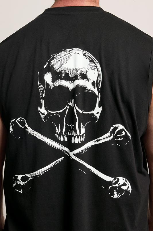 BadRhino Big & Tall Black Extra Long Skull & Crossbones Graphic Muscle Vest | BadRhino 4