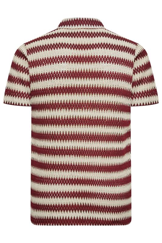 BadRhino Big & Tall  Red Textured Crochet Short Sleeve Shirt | BadRhino 4