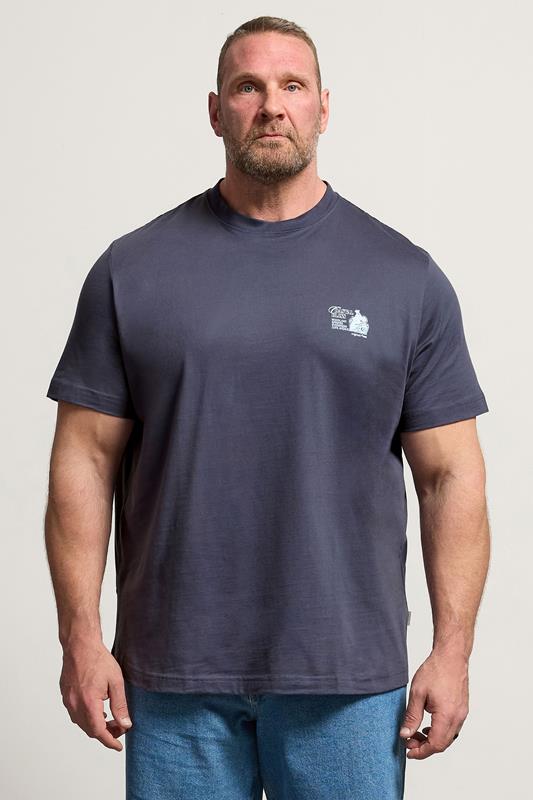  JACK & JONES Big & Tall Grey Crew Neck Back Graphic Tee