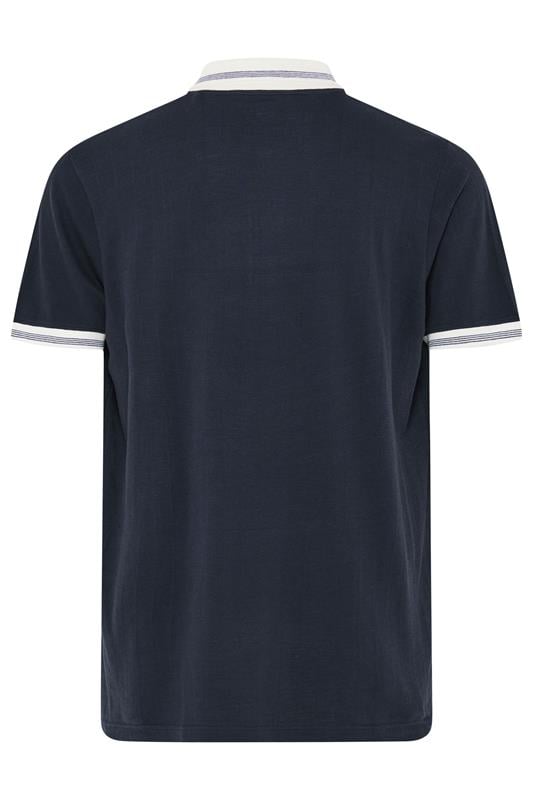 BadRhino Big & Tall Navy Blue Tipped Short Sleeve Polo Shirt | BadRhino 7