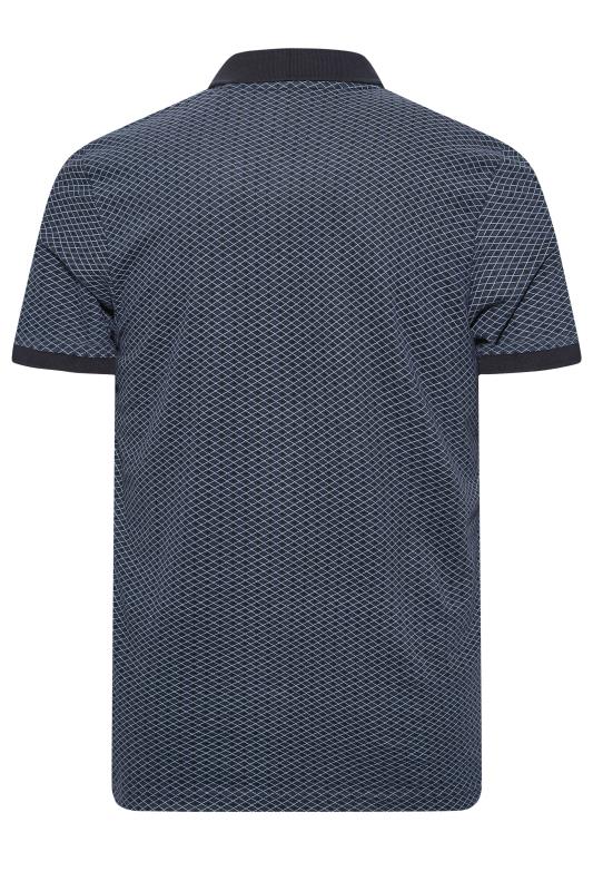 BadRhino Big & Tall Navy Blue Geometric Print Polo Shirt | BadRhino 4