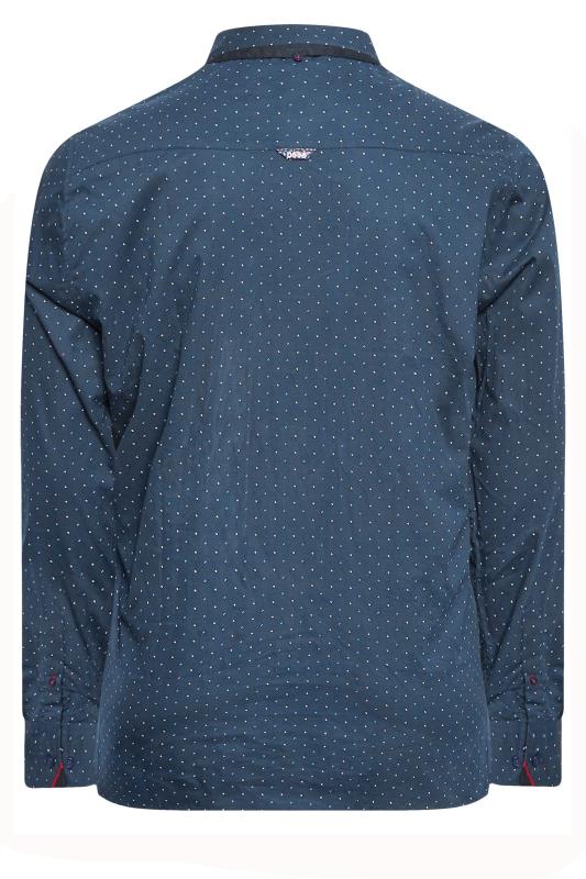 D555 Big & Tall Dark Blue Dot Print Shirt | BadRhino  4