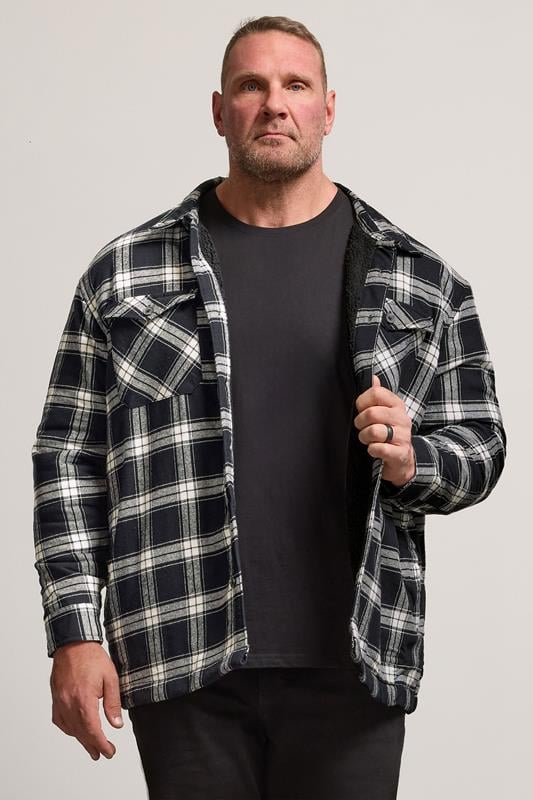 Men's  BadRhino Big & Tall Black Checked Borg Shacket