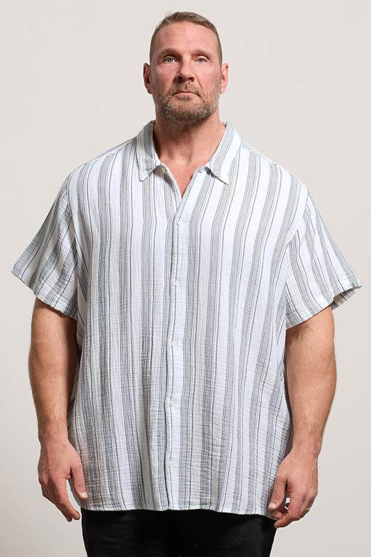  JACK & JONES Big & Tall Navy Blue Striped Shirt