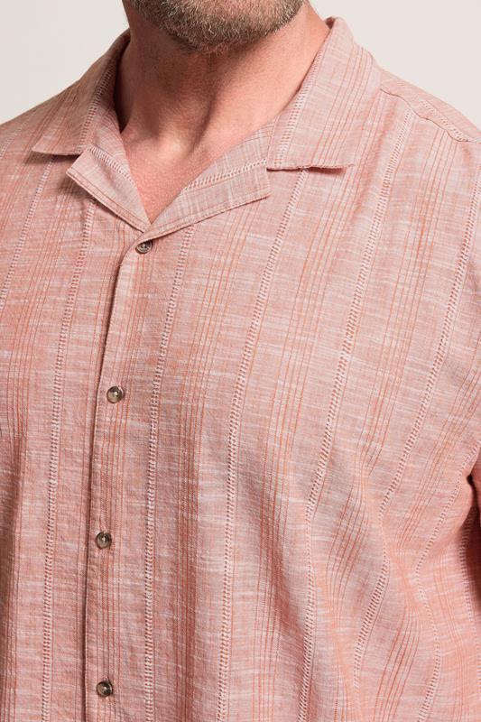 BadRhino Big & Tall Coral Pink Textured Stripe Shirt | BadRhino 5
