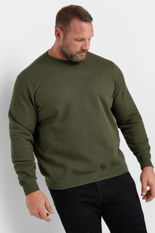 Men's  BLEND Big & Tall Khaki Ribbed Sweatshirt