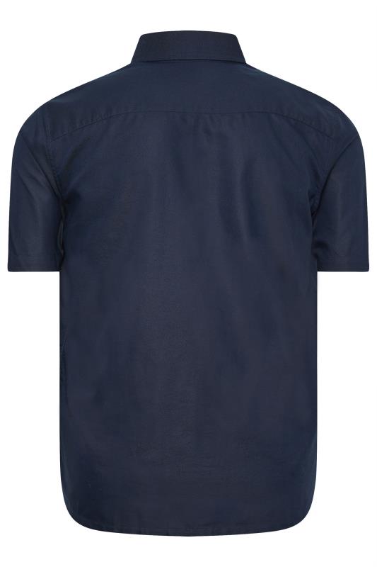 BadRhino Big & Tall Premium Navy Blue Short Sleeve Oxford Cotton Shirt 4