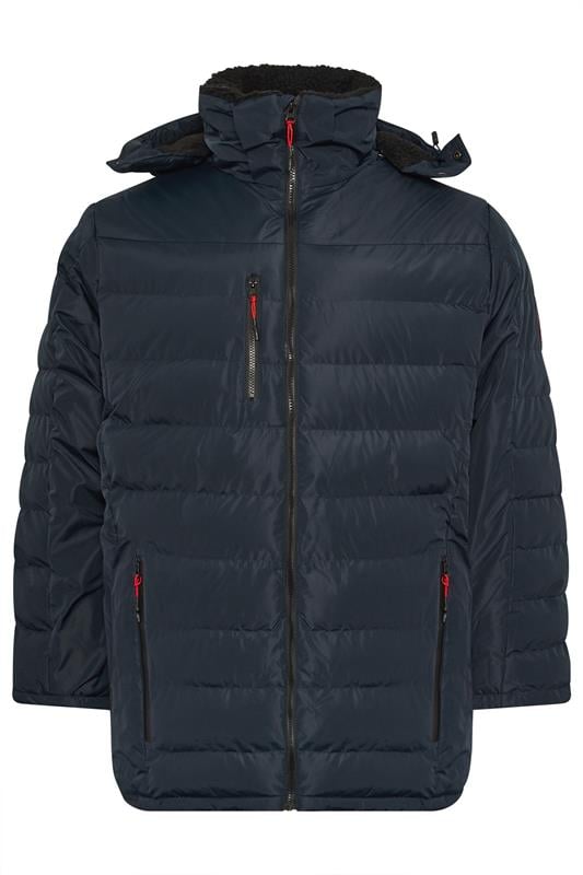 D555 Big & Tall Navy Blue Sherpa Lined Puffer Jacket | BadRhino 1