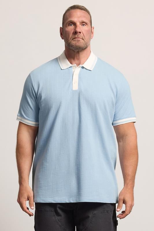  BadRhino Big & Tall Blue Mini Check Polo Shirt
