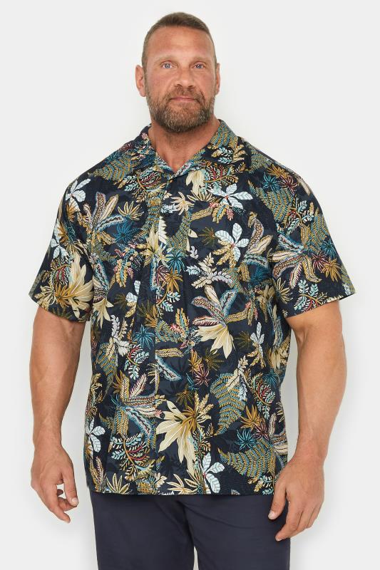 Men's  ESPIONAGE Big & Tall Green Jungle Leaf Print Shirt