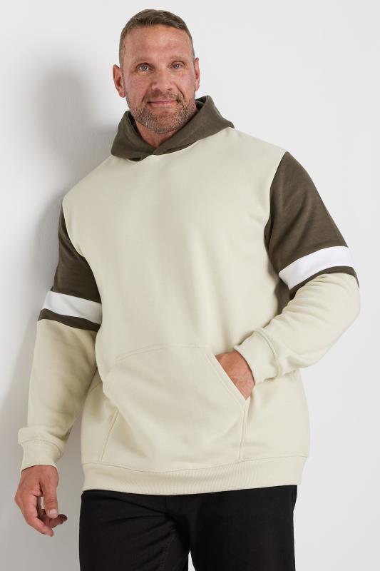 BadRhino Big & Tall Natural Brown Colourblock Hoodie | BadRhino  1