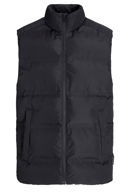 JACK & JONES Big & Tall Black Collared Puffer Bodywarmer | BadRhino 2