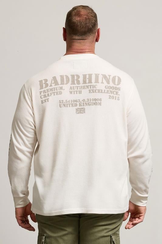 BadRhino Big & Tall Off-White Military Waffle Texture Long sleeve T-Shirt | BadRhino 5