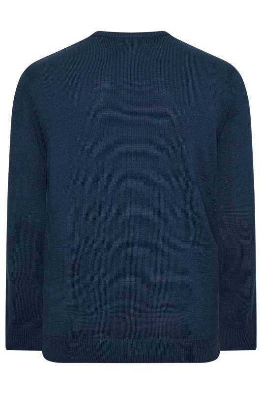 BadRhino Big & Tall Navy Blue Crew Neck Cable Knit Jumper | BadRhino 5