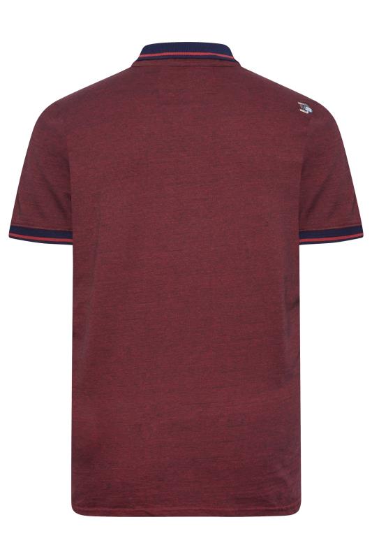 D555 Big & Tall Burgundy Red Stripe Pocket Polo Shirt | BadRhino 3